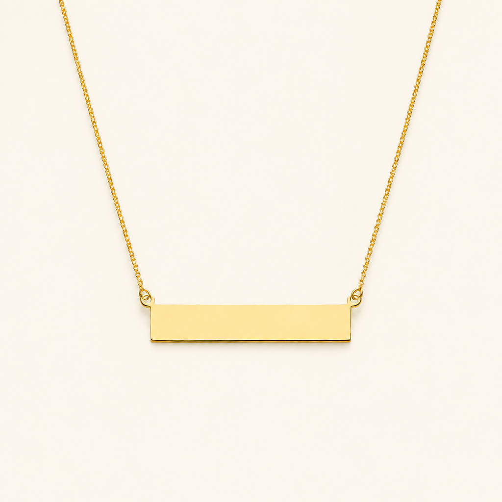 14K (585 əyar) Qızılından Minimalist Lövhəcikli Boyunbağı