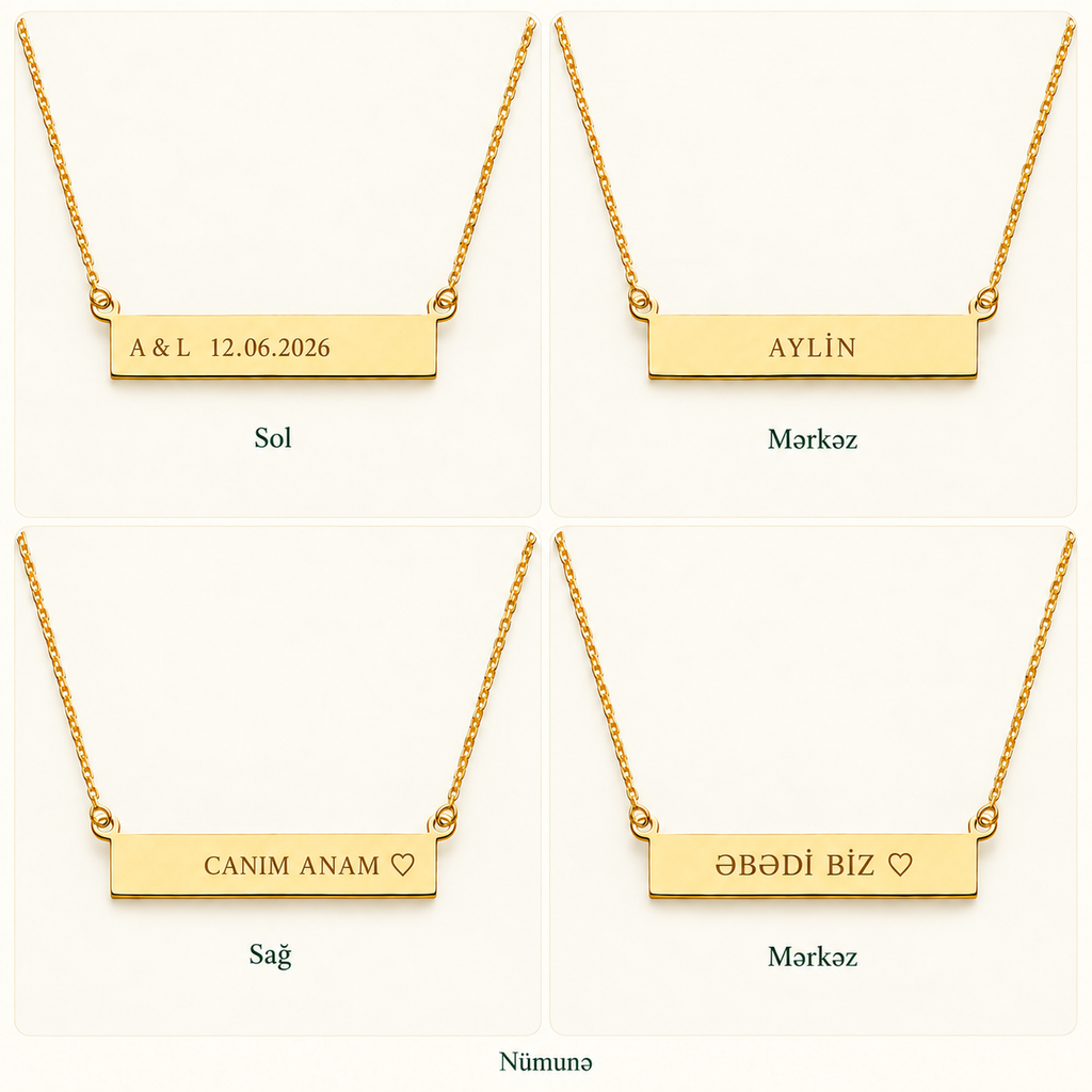 14K (585 əyar) Qızılından Minimalist Lövhəcikli Boyunbağı